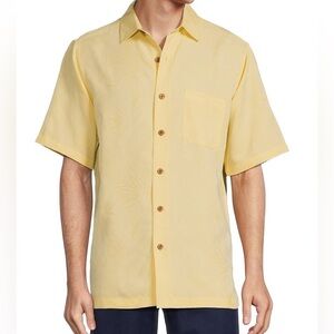 Caribbean Men's Short Sleeve Yellow Button-Up Shirt Size L Casual